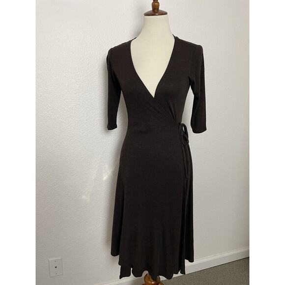 Eileen Fisher Wrap Dress Stretch Knit Knee Length - Picture 1 of 10